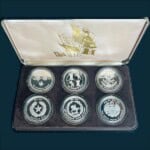 1986 Texas Sesquicentennial Logo Medallions – Six Crests 6-Piece Silver Set (Johnson Matthey)
