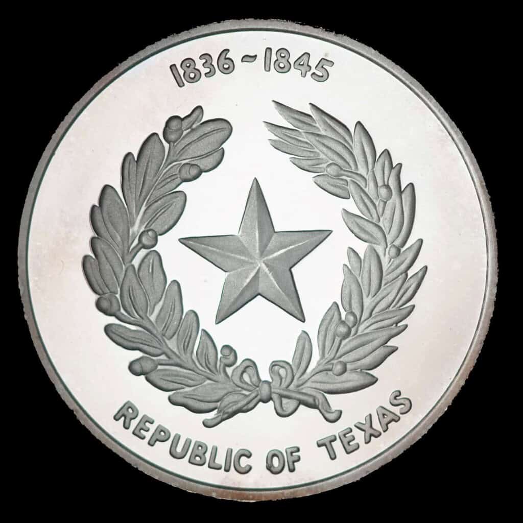 1986 Texas Sesquicentennial Logo Silver Medallion – Republic of Texas (JM) Obverse