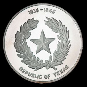 1986 Texas Sesquicentennial Logo Silver Medallion – Republic of Texas (JM) obverse