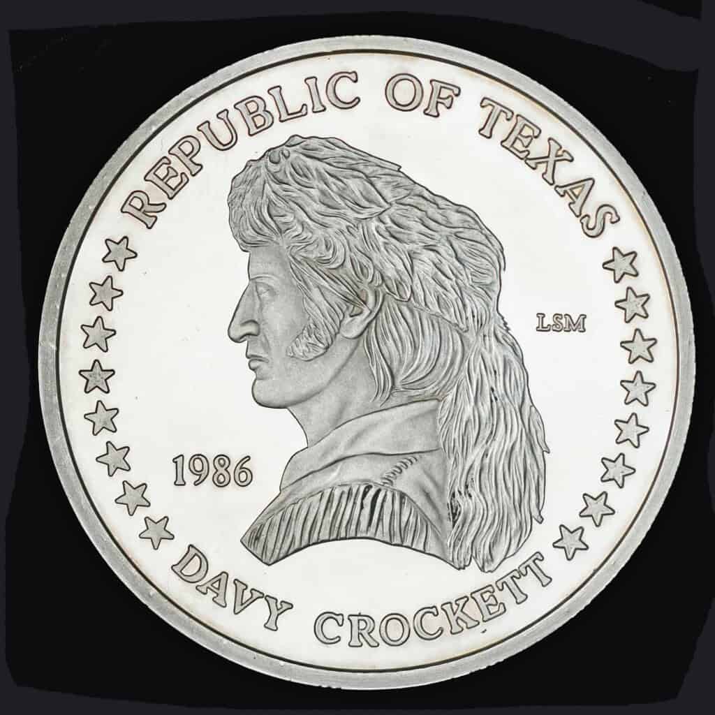 1986 Davy Crockett Silver Round Obverse