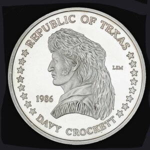 1986 Davy Crockett Silver Round obverse