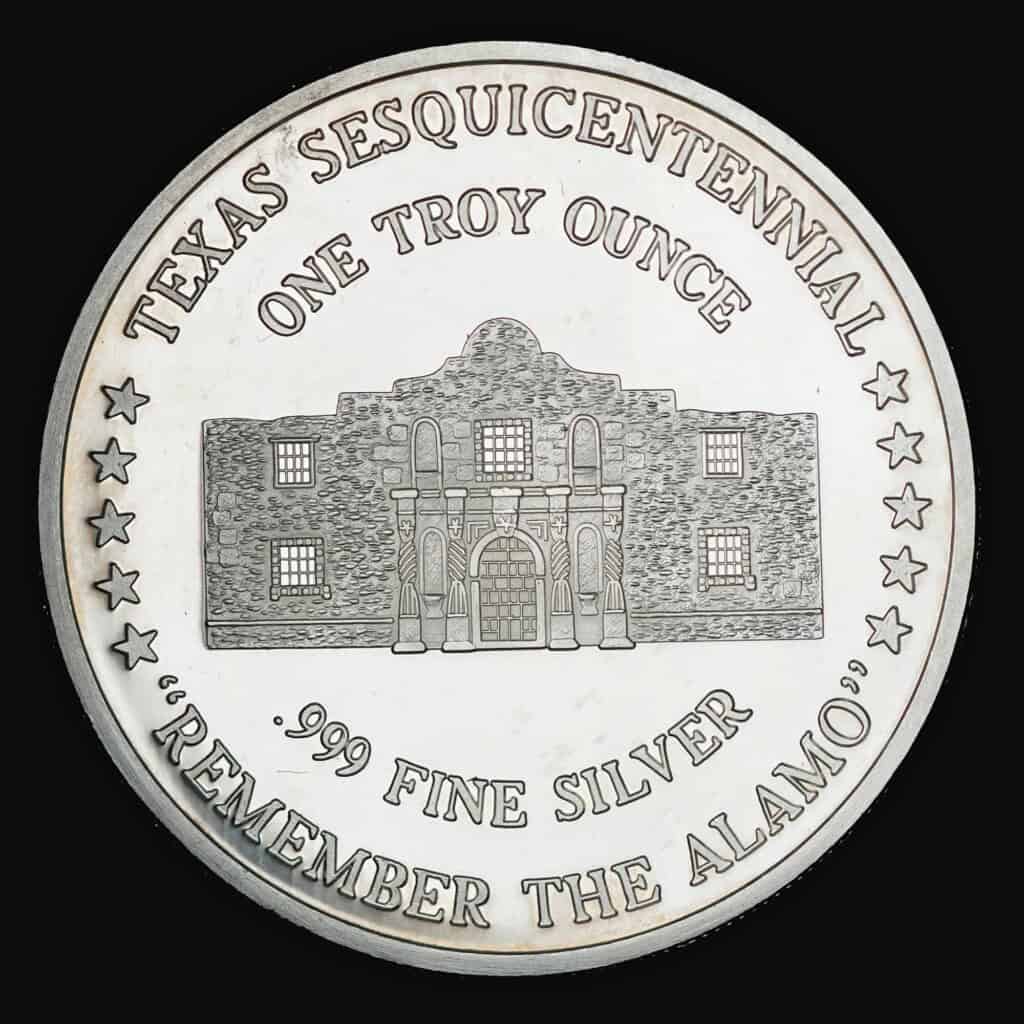 1986 Jim Bowie Silver Round Reverse