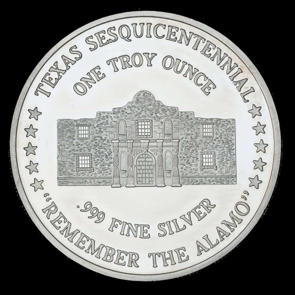 1986 William B. Travis Silver Round Reverse