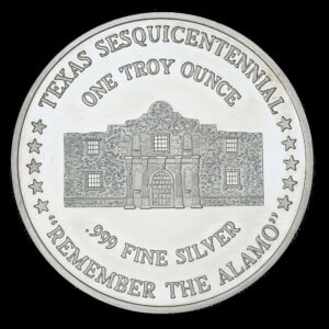 1986 William B. Travis Silver Round reverse