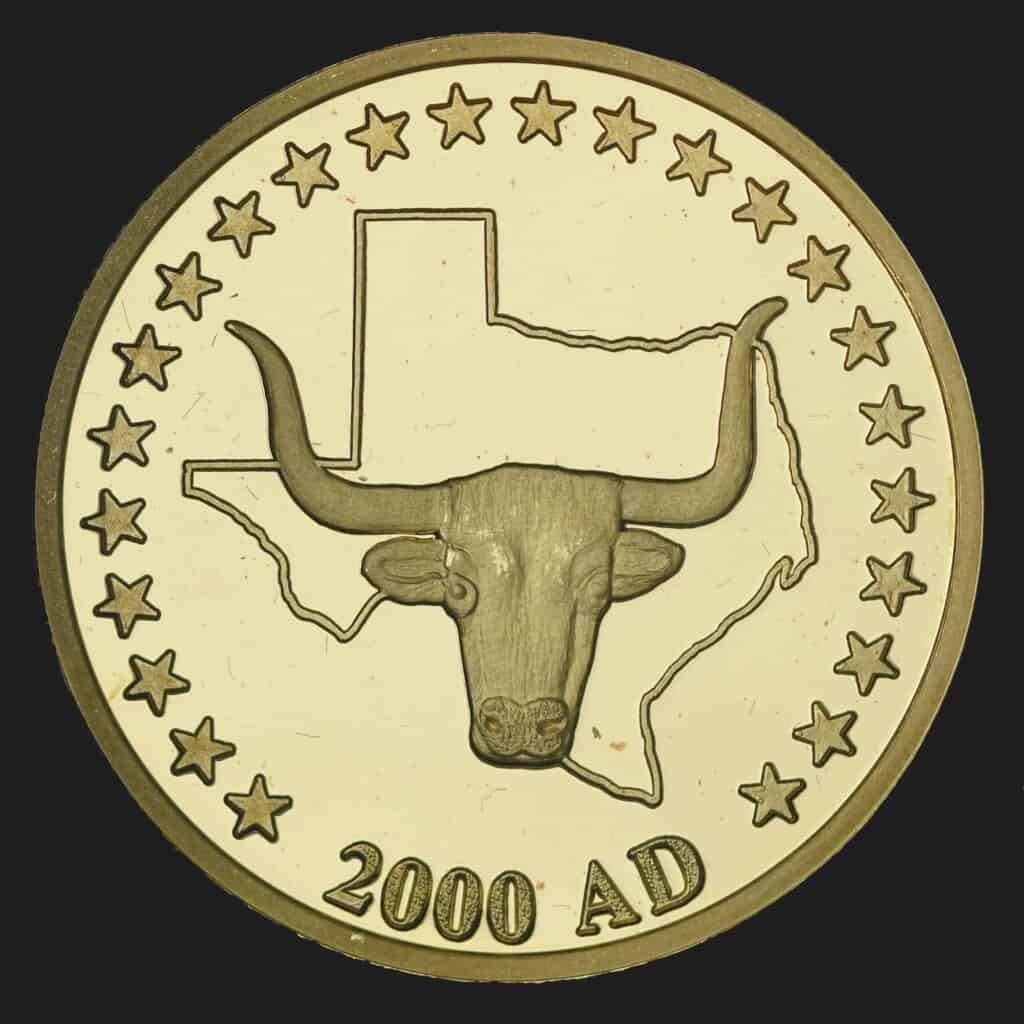 2000 Texas Gold Dollar – Longhorn Obverse