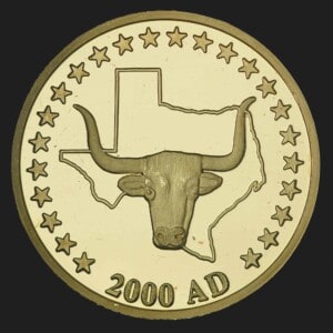 2000 Texas Gold Dollar – Longhorn obverse