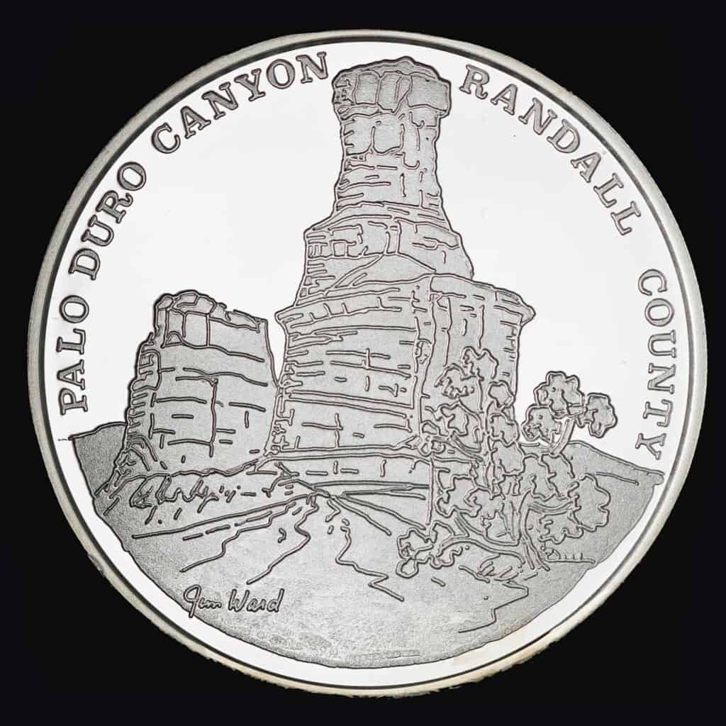 1975 Palo Duro Canyon 10th Anniversary Silver Round Reverse