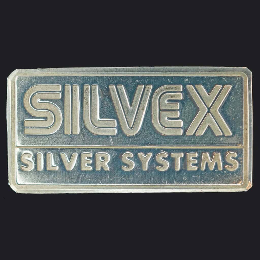 1980 Silvex Silver Systems 1 Troy Ounce Silver Bar Obverse