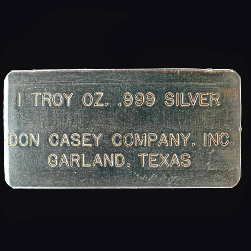 1980 Silvex Silver Systems 1 Troy Ounce Silver Bar Reverse