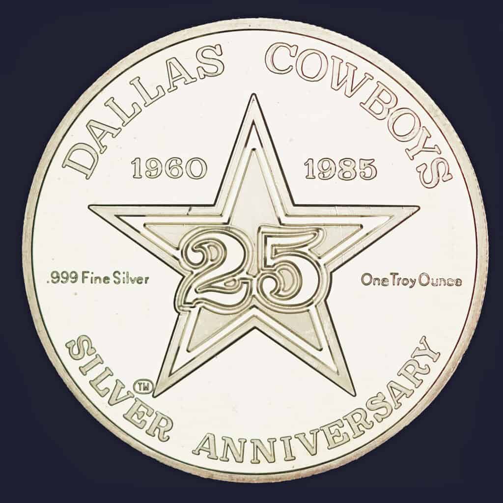1985 Dallas Cowboys Silver Anniversary Limited Edition Round Reverse