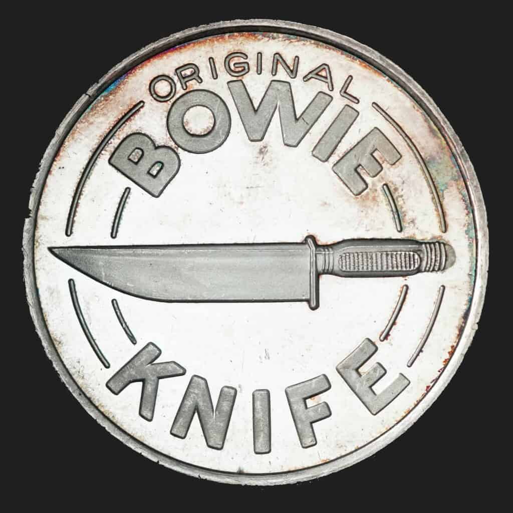 1986 Bowie Knife Silver Round Obverse