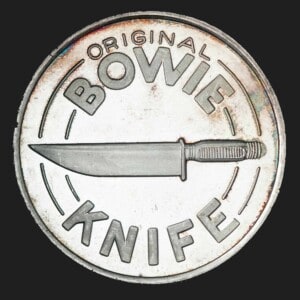 1986 Bowie Knife Silver Round obverse