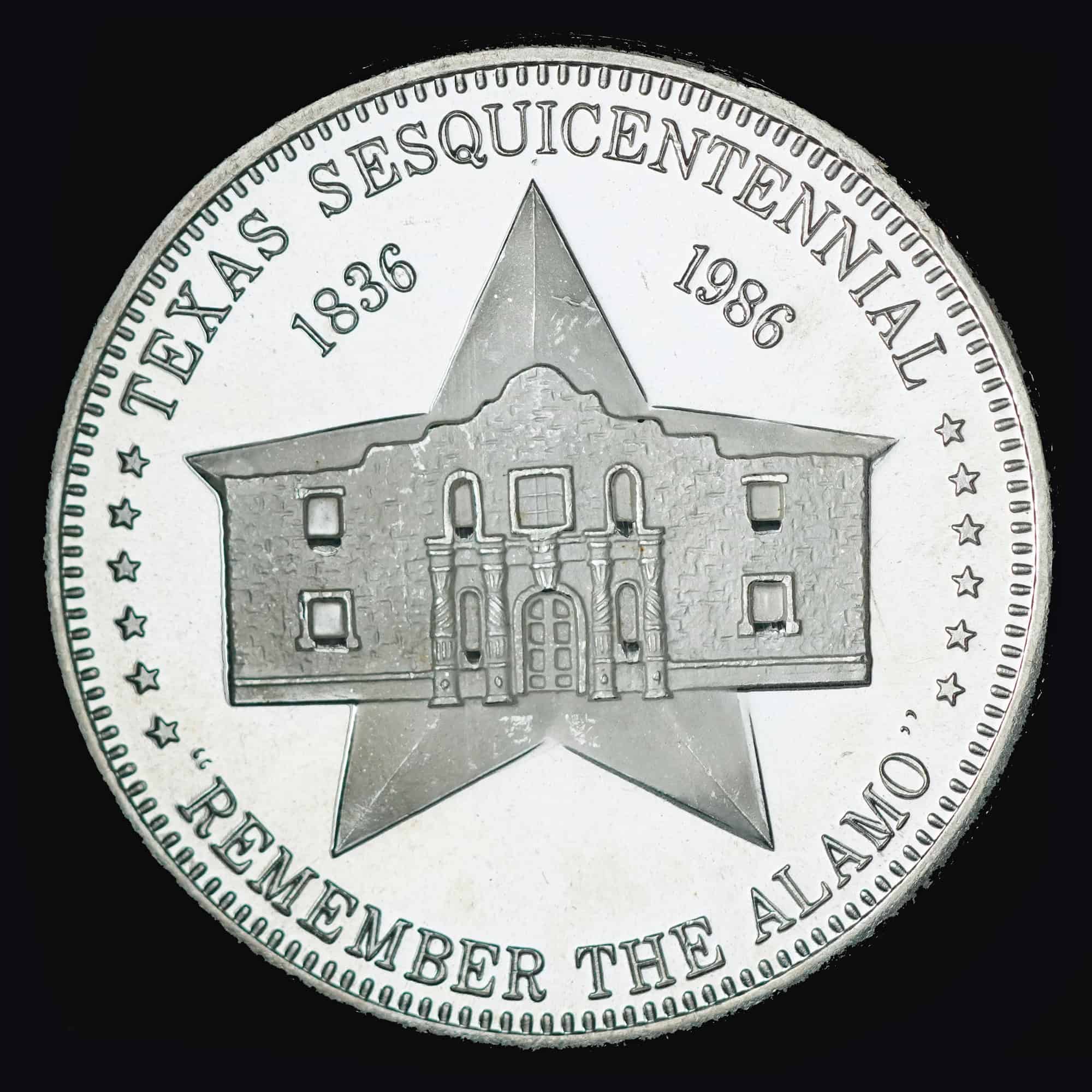 1986 Sam Houston Alamo and Star Sesquicentennial Reverse