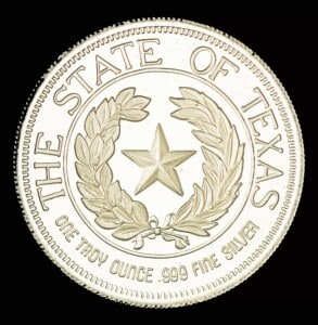 1990 State of Texas 1 oz Silver Round (CCM) reverse
