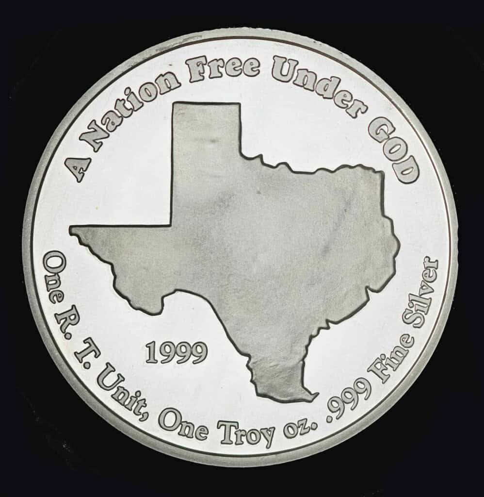 1999 Republic of Texas Silver Round Reverse