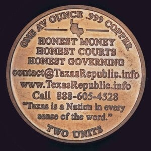 2011 (Estimated) Republic of Texas Copper Round reverse