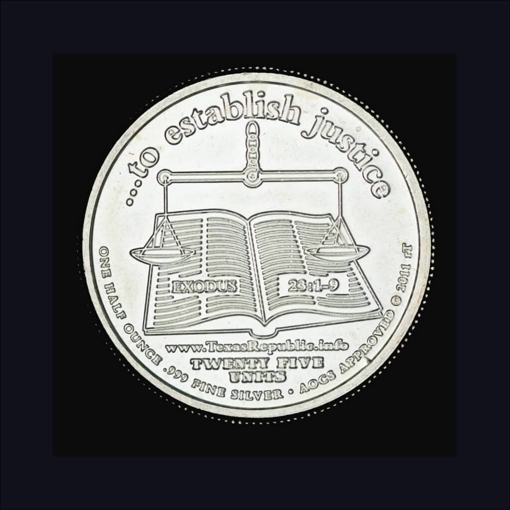 2011 Republic of Texas Half Ounce Silver Round Reverse