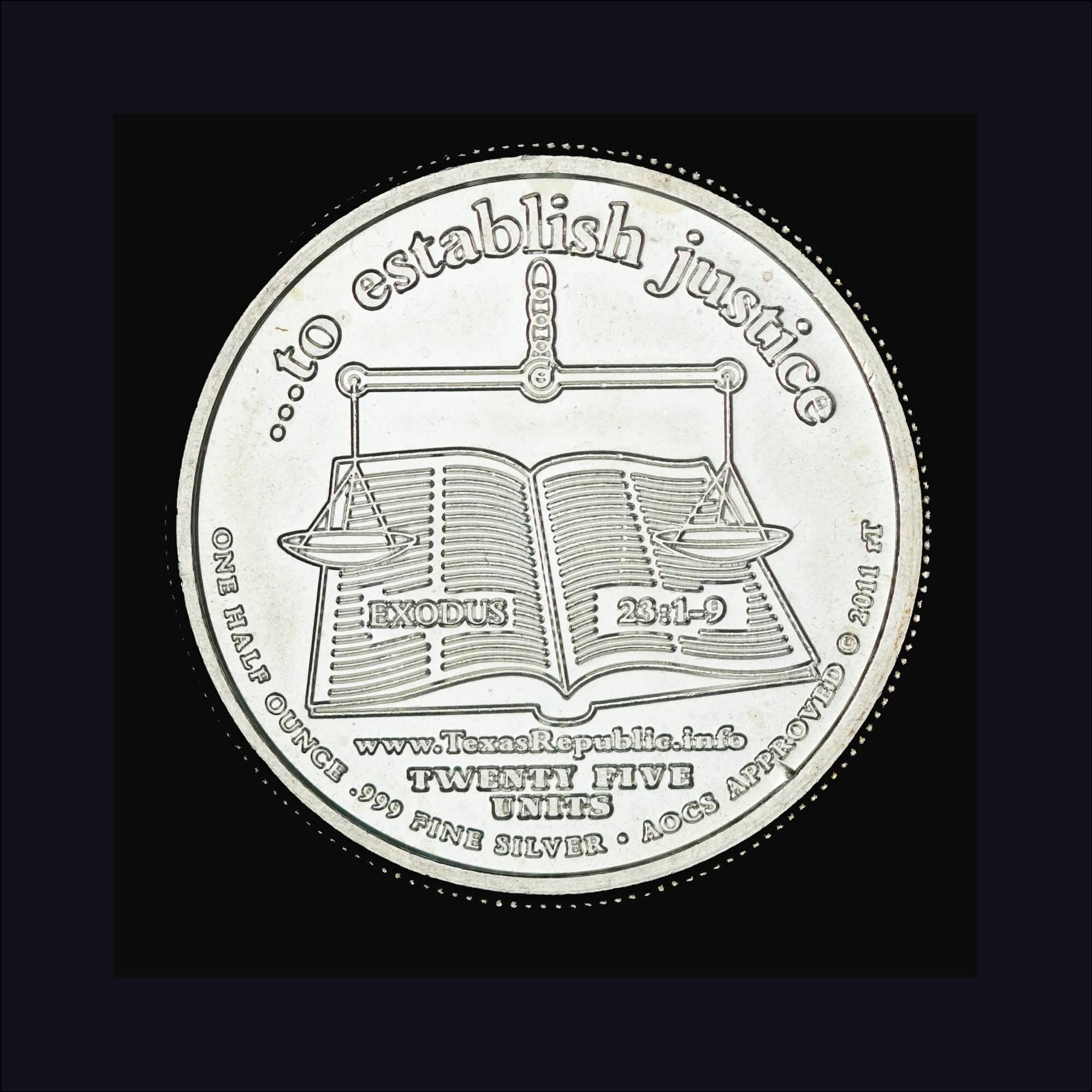 2011 Republic of Texas Half Ounce Silver Round reverse