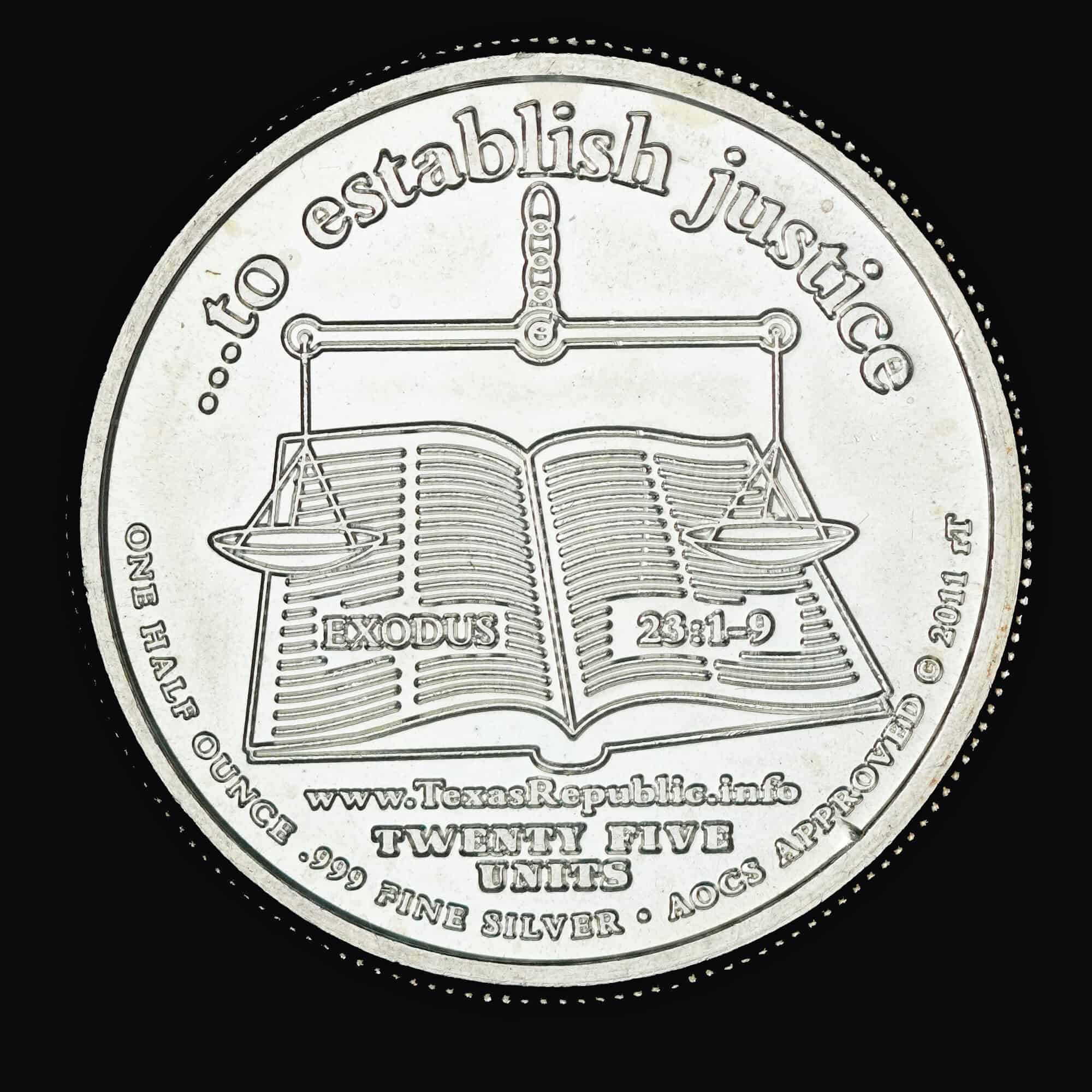 2011 Republic of Texas Half Ounce Silver Round Reverse