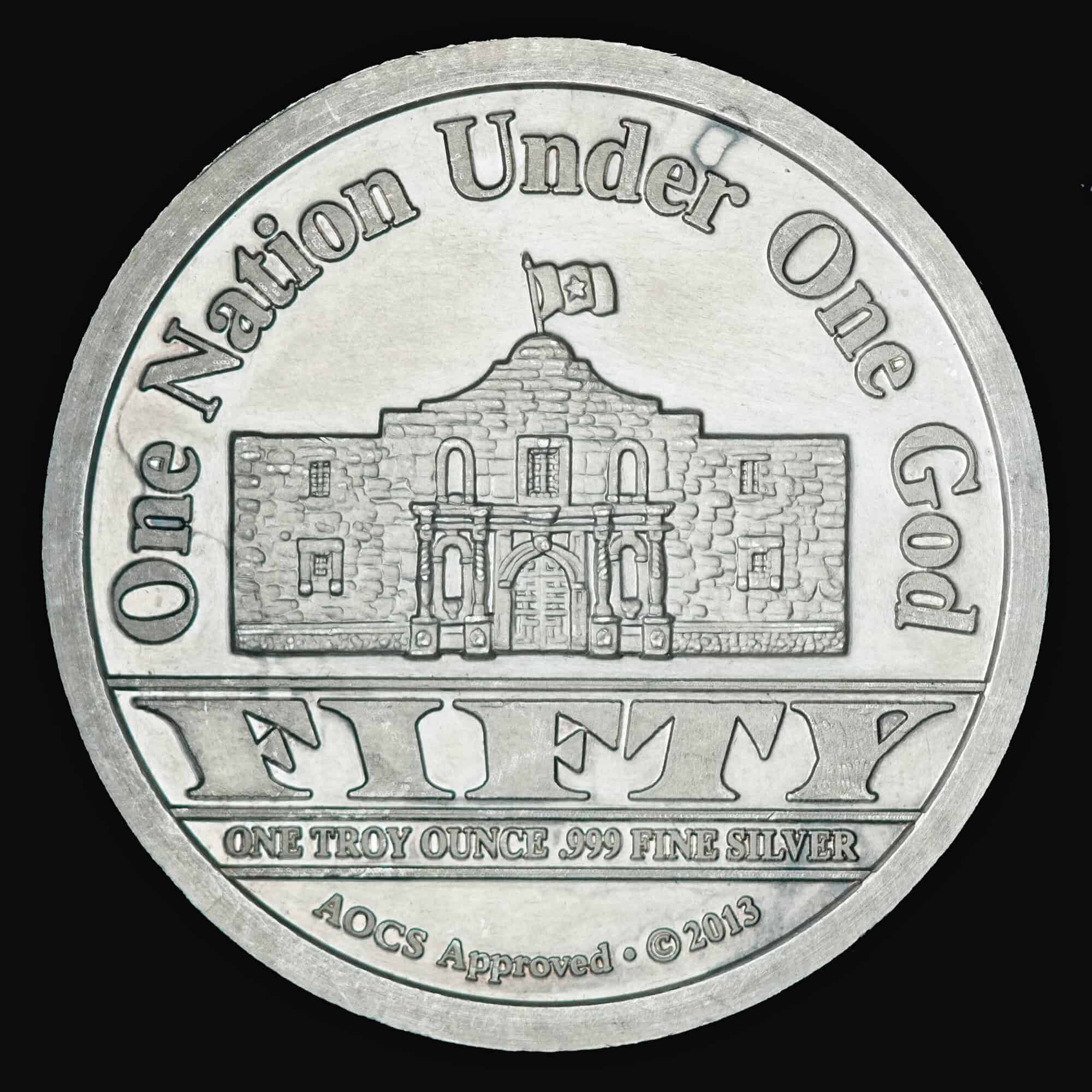 2013 Republic of Texas 1 oz Silver Round Reverse