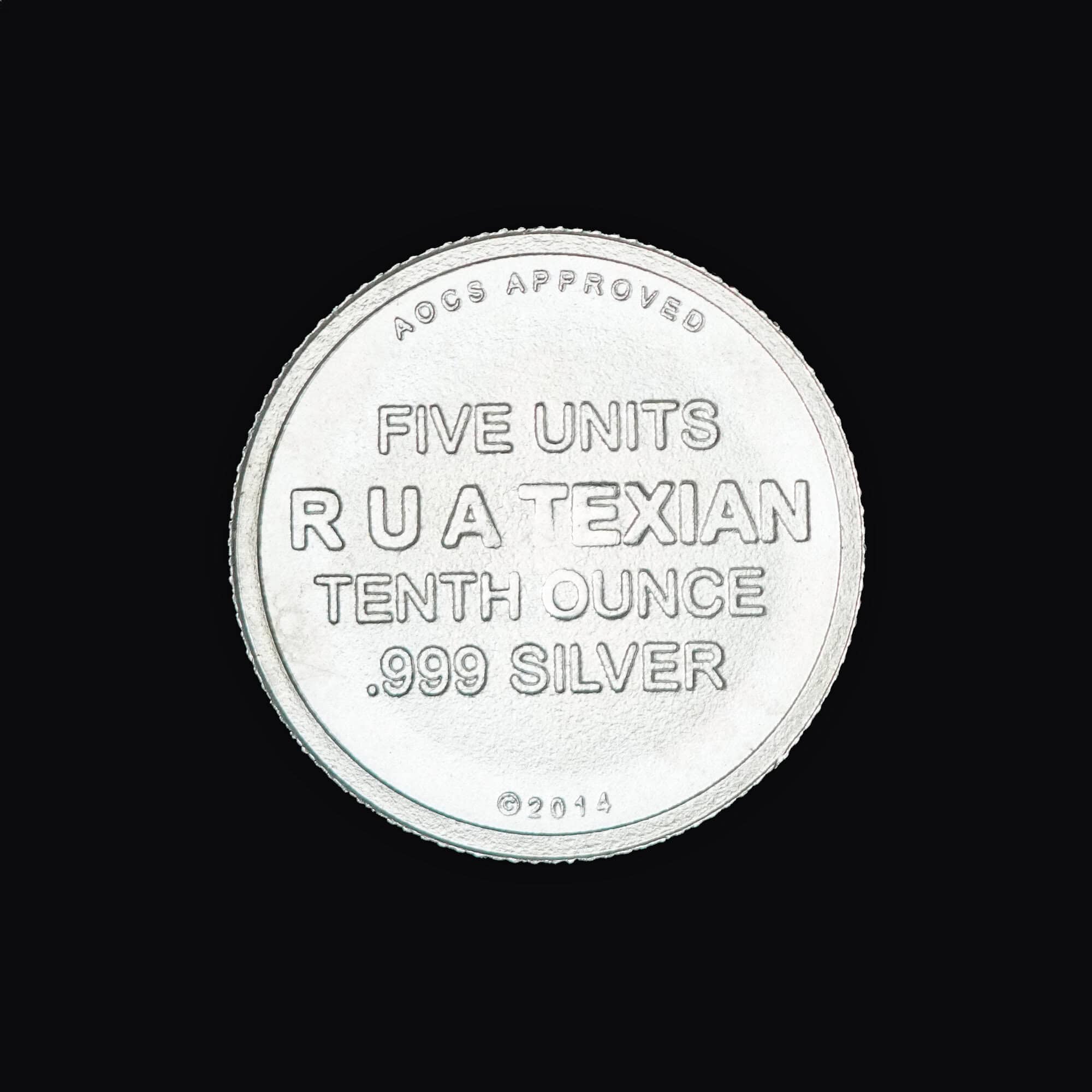 2014 Republic of Texas 1/10th oz Silver Round Reverse
