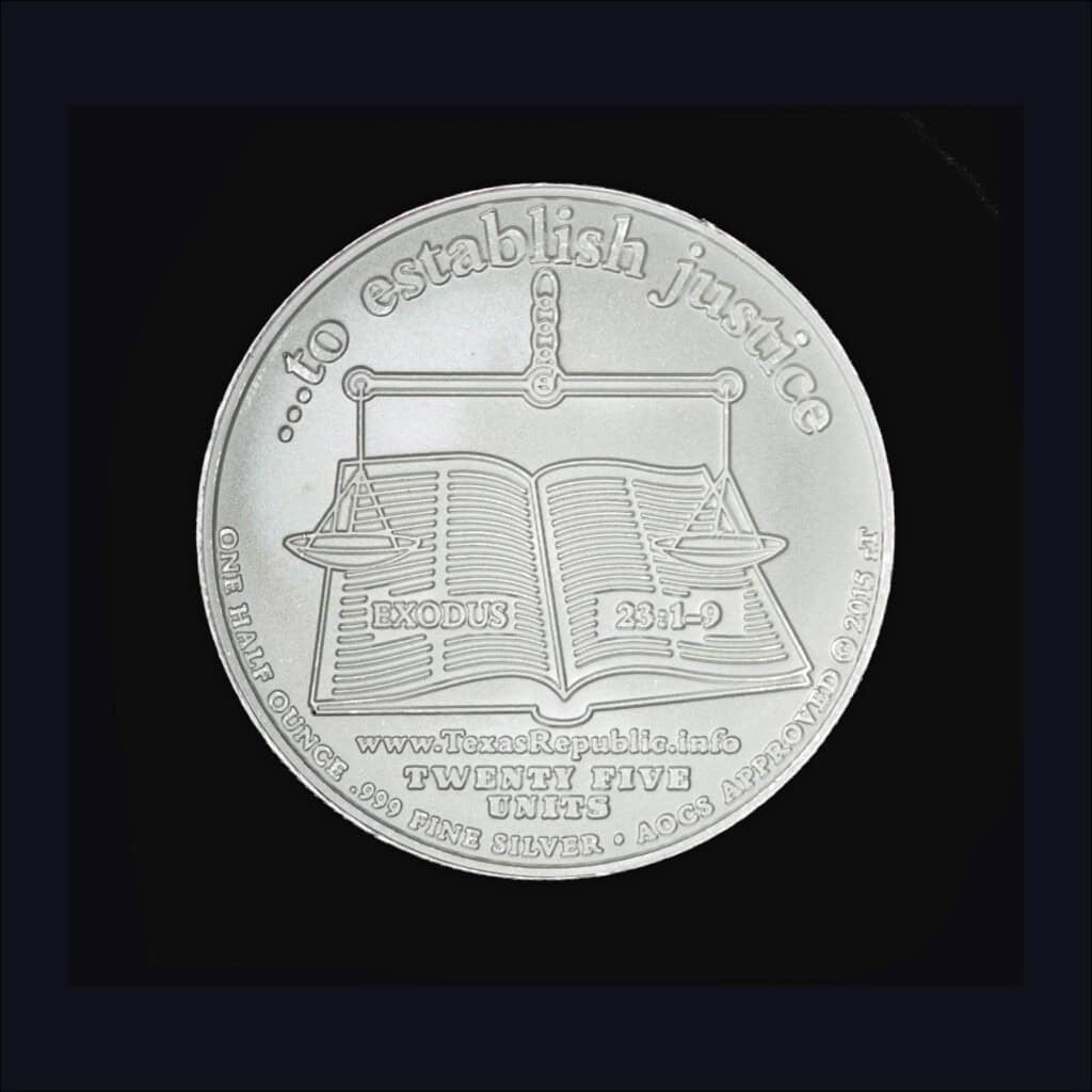 2015 Republic of Texas Half Ounce Silver Round Reverse