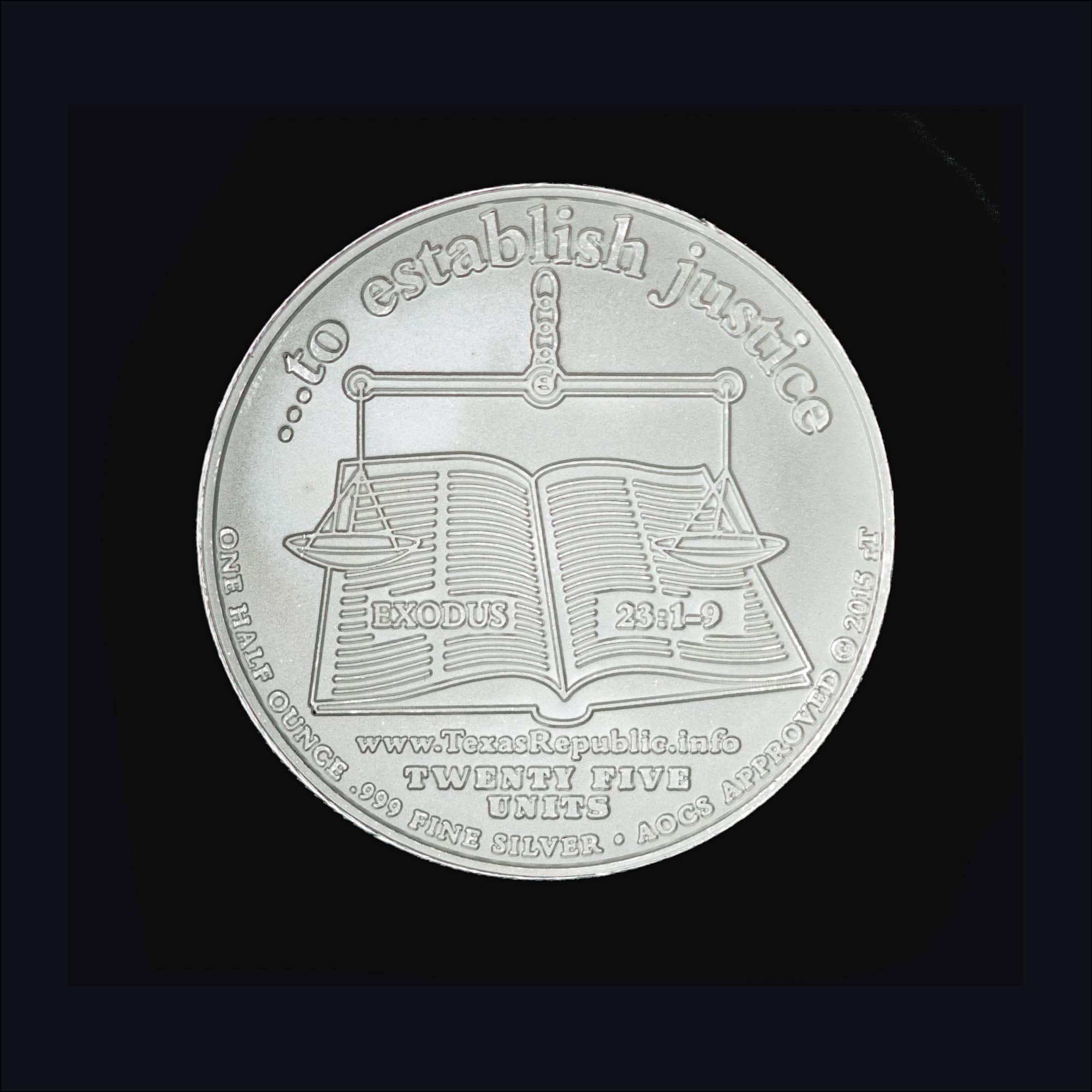 2015 Republic of Texas Half Ounce Silver Round reverse