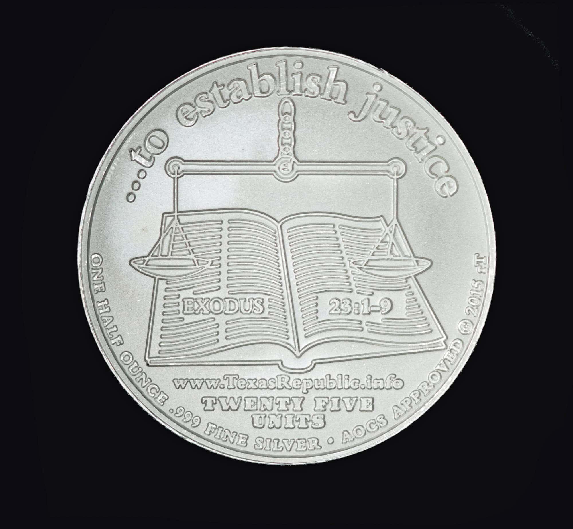 2015 Republic of Texas Half Ounce Silver Round Reverse
