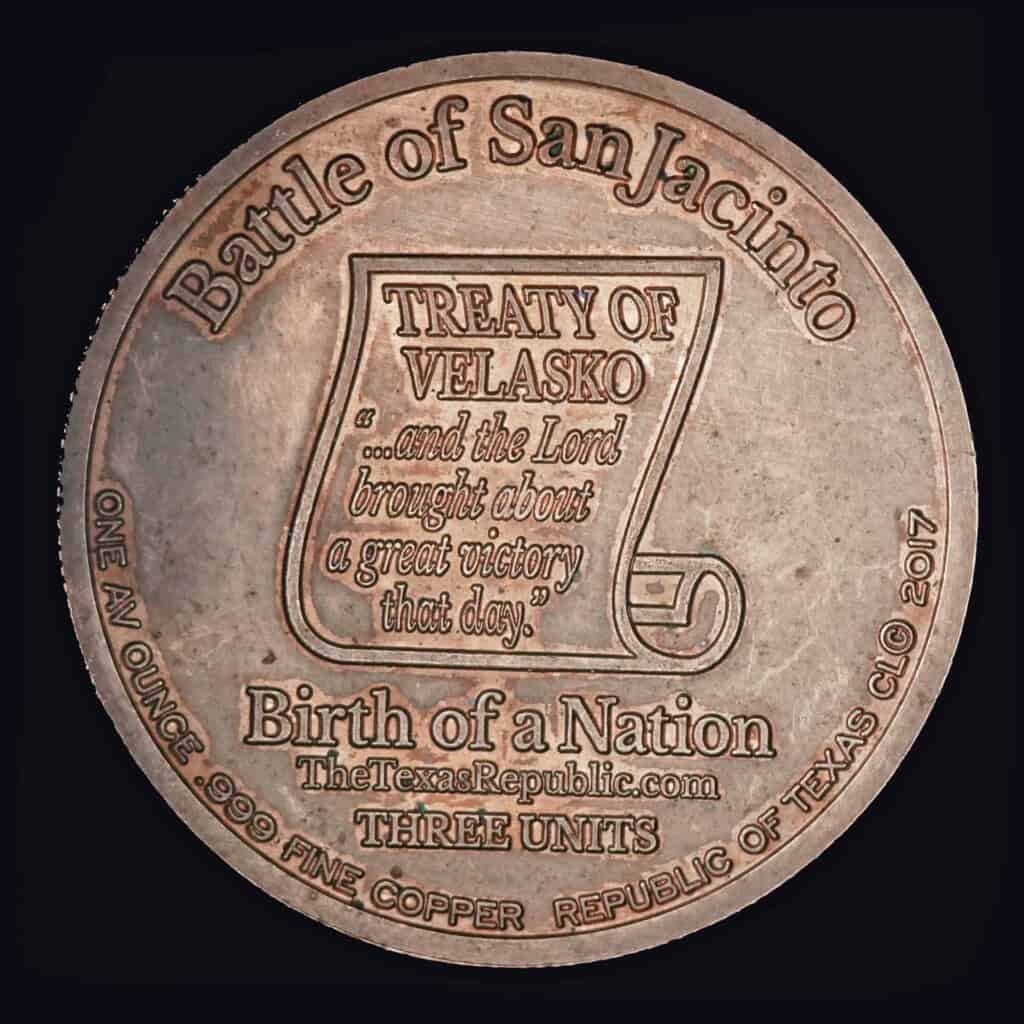2017 Republic of Texas Copper Round Reverse