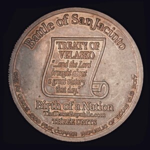 2017 Republic of Texas Copper Round reverse