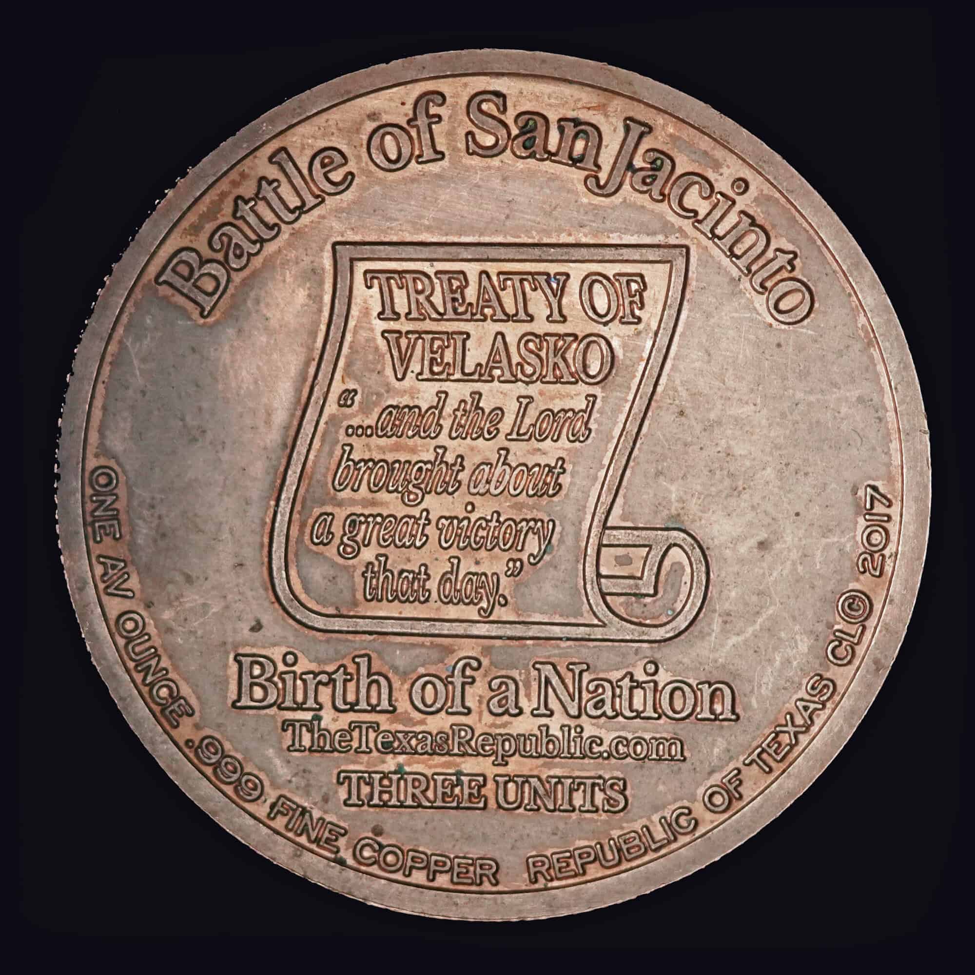 2017 Republic of Texas Copper Round Reverse