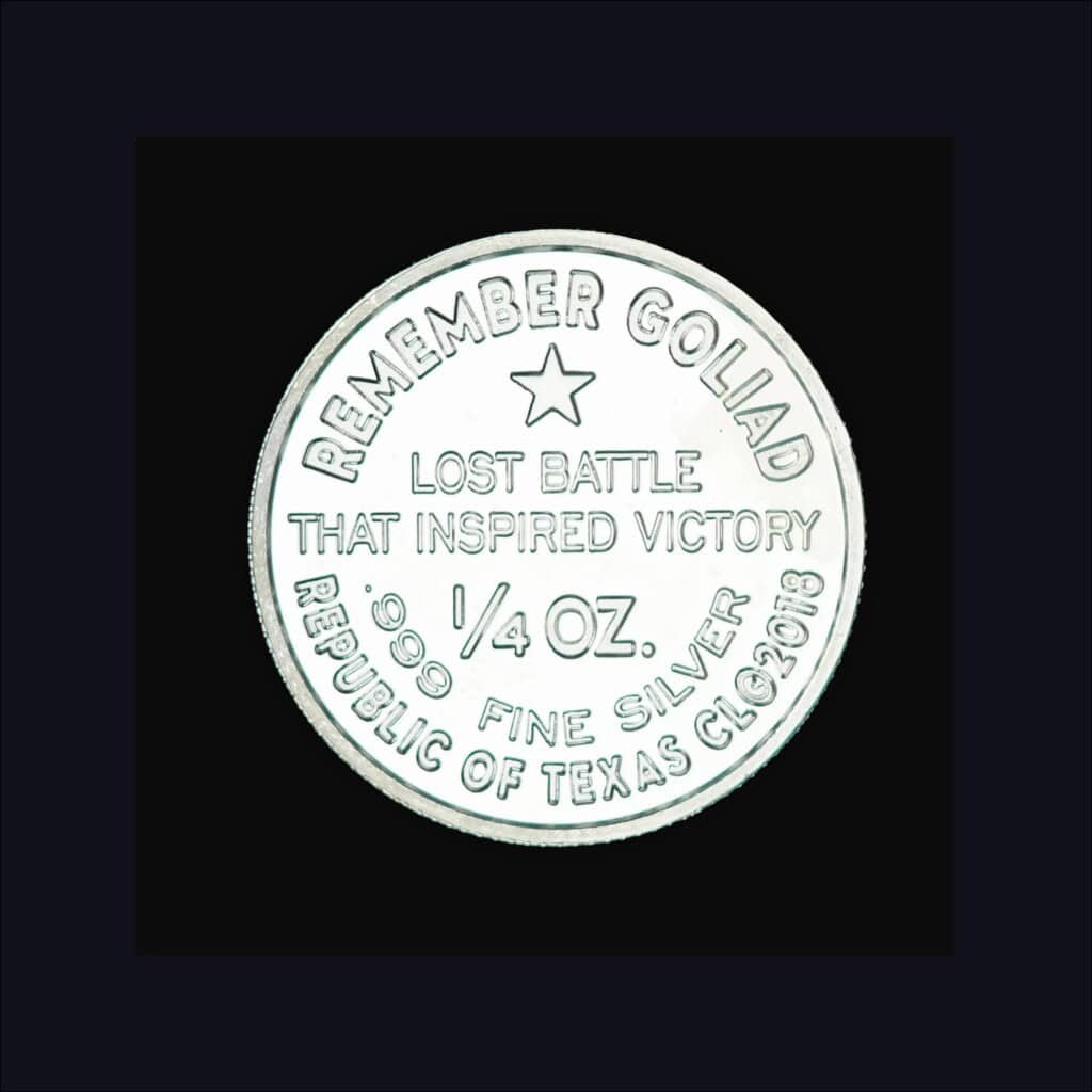 2018 Republic of Texas Quarter Ounce Silver Round Reverse