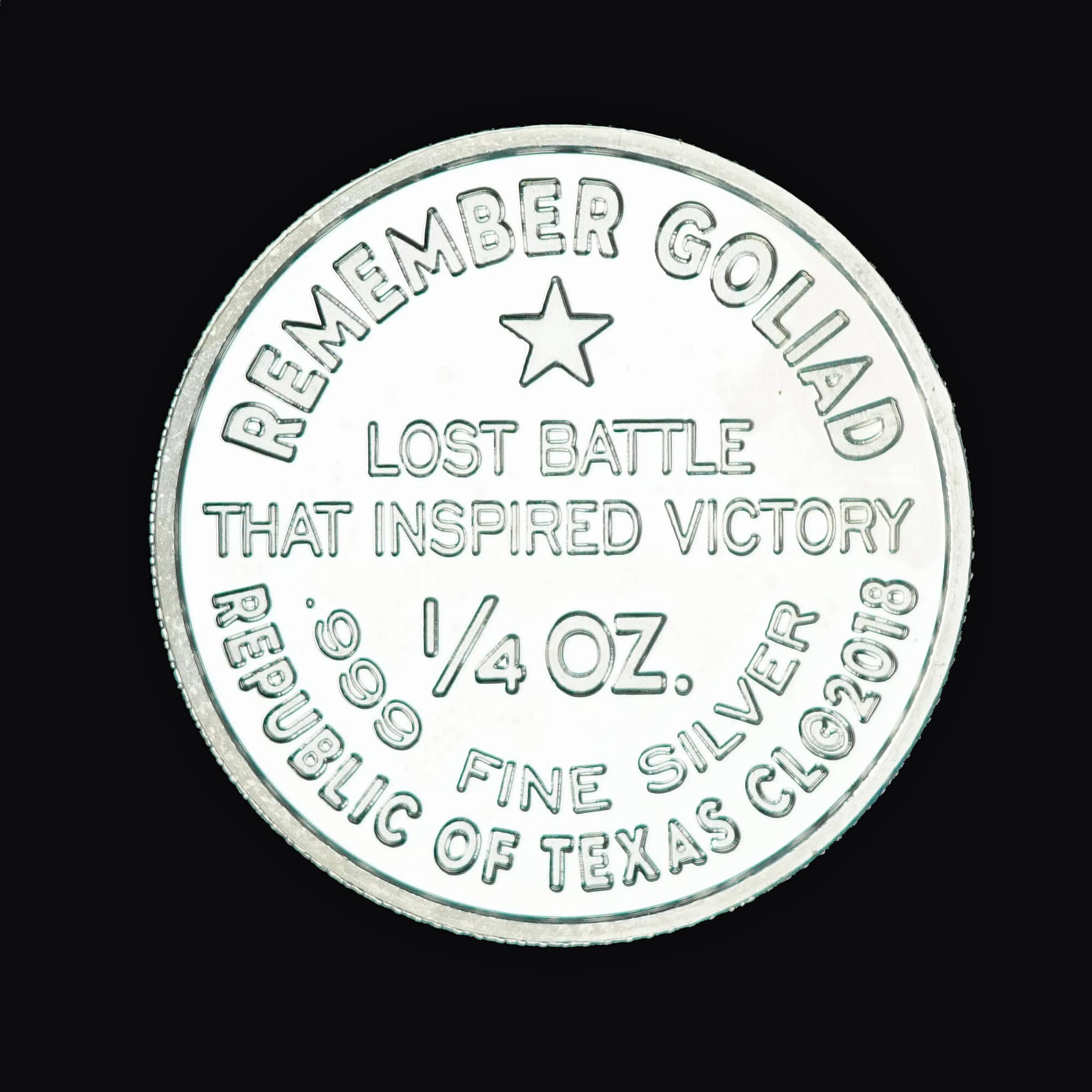 2018 Republic of Texas Quarter Ounce Silver Round Reverse