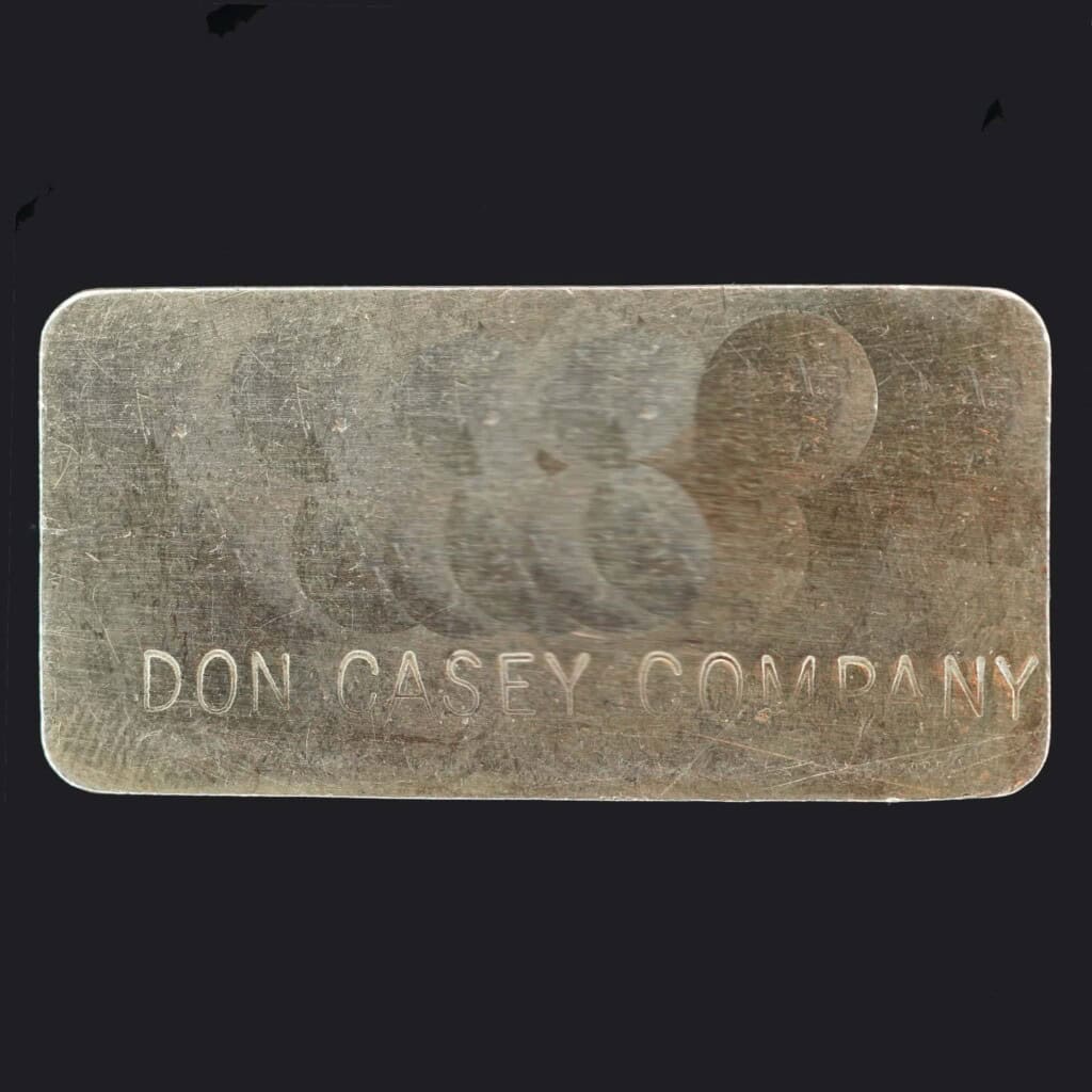 1981 Don Casey Company 1 oz Silver Bar Reverse