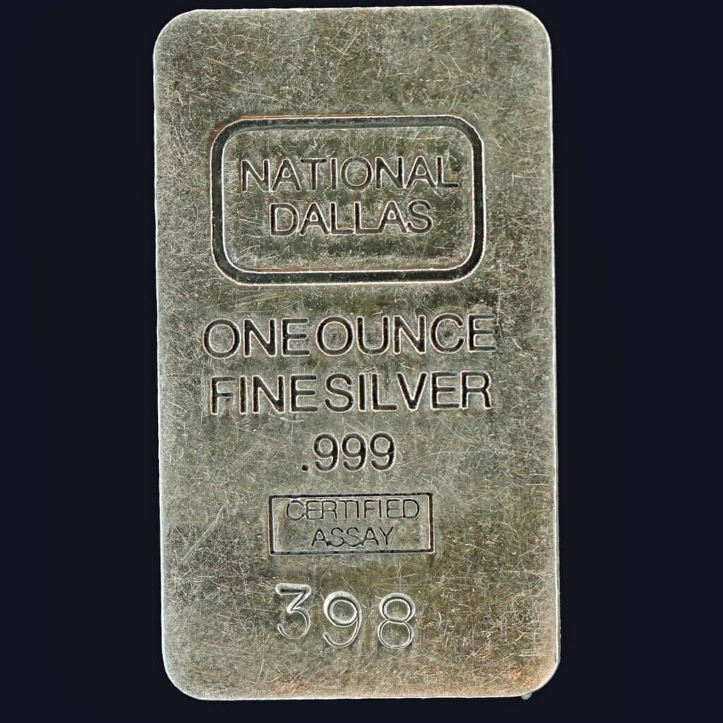 1981 National Dallas 1 Ounce Silver Bar Obverse