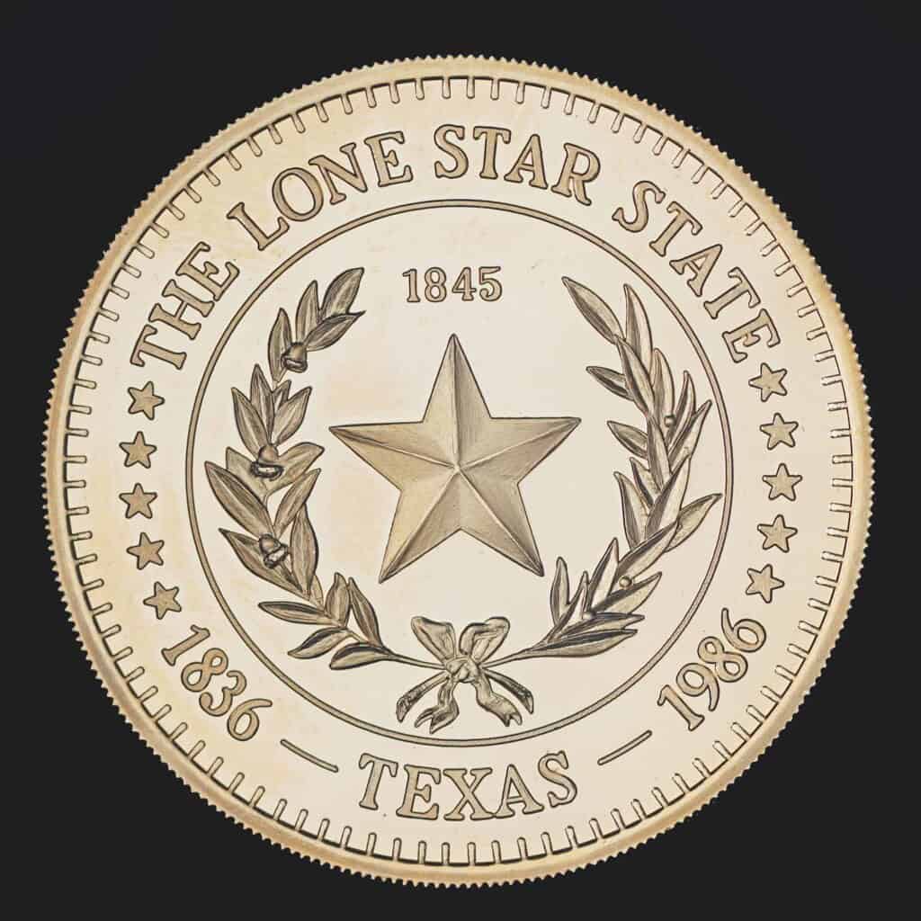 1986 The Alamo Gold Round 1 oz Reverse