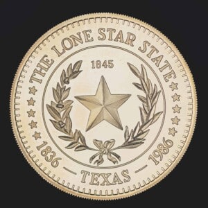 1986 The Alamo Gold Round 1 oz reverse
