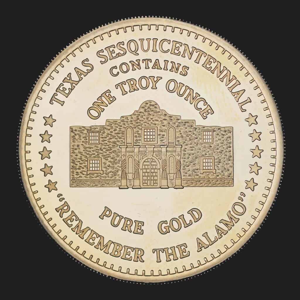 1986 The Alamo Gold Round 1 oz Obverse