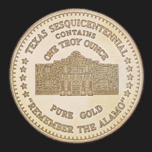 1986 The Alamo Gold Round 1 oz obverse
