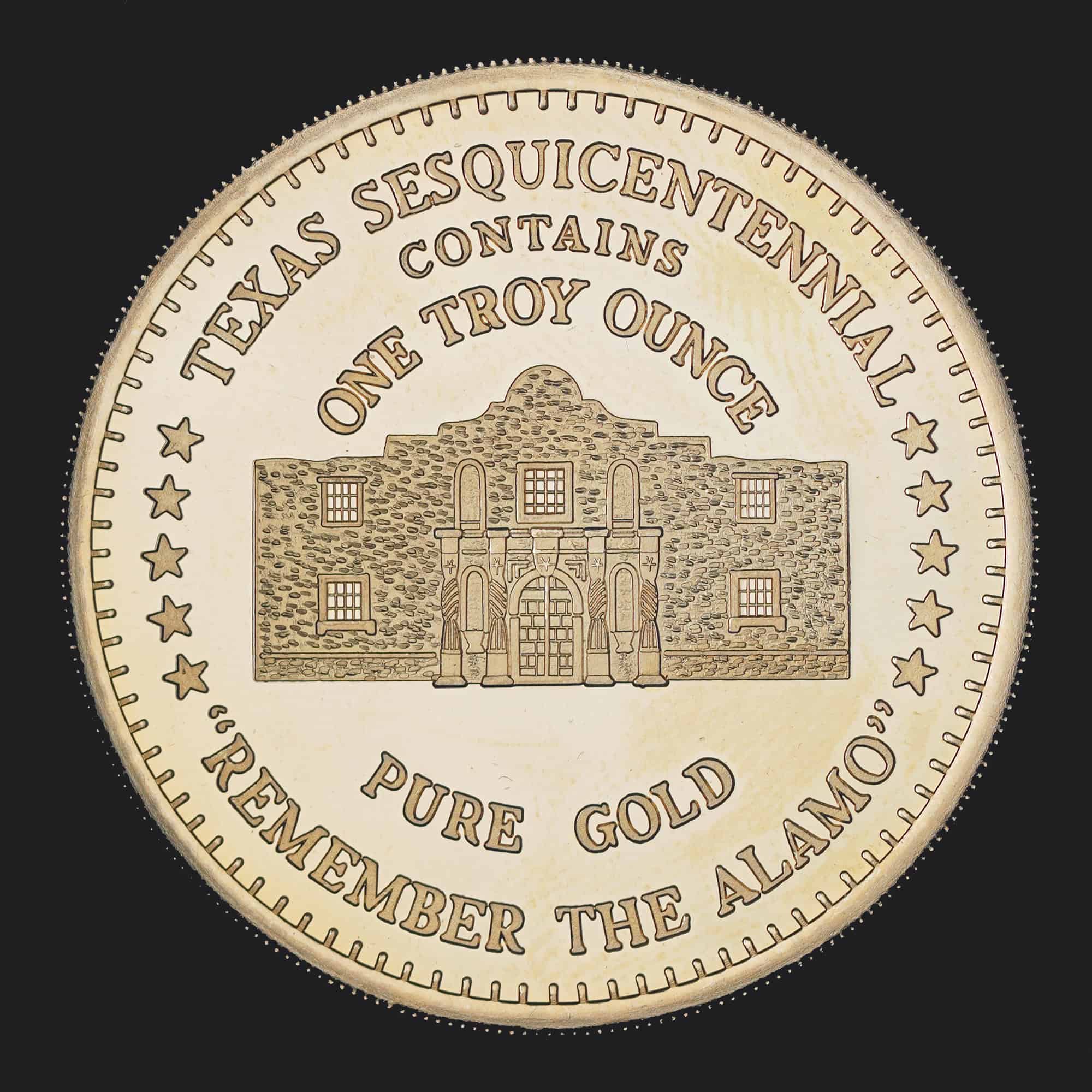1986 The Alamo Gold Round obverse