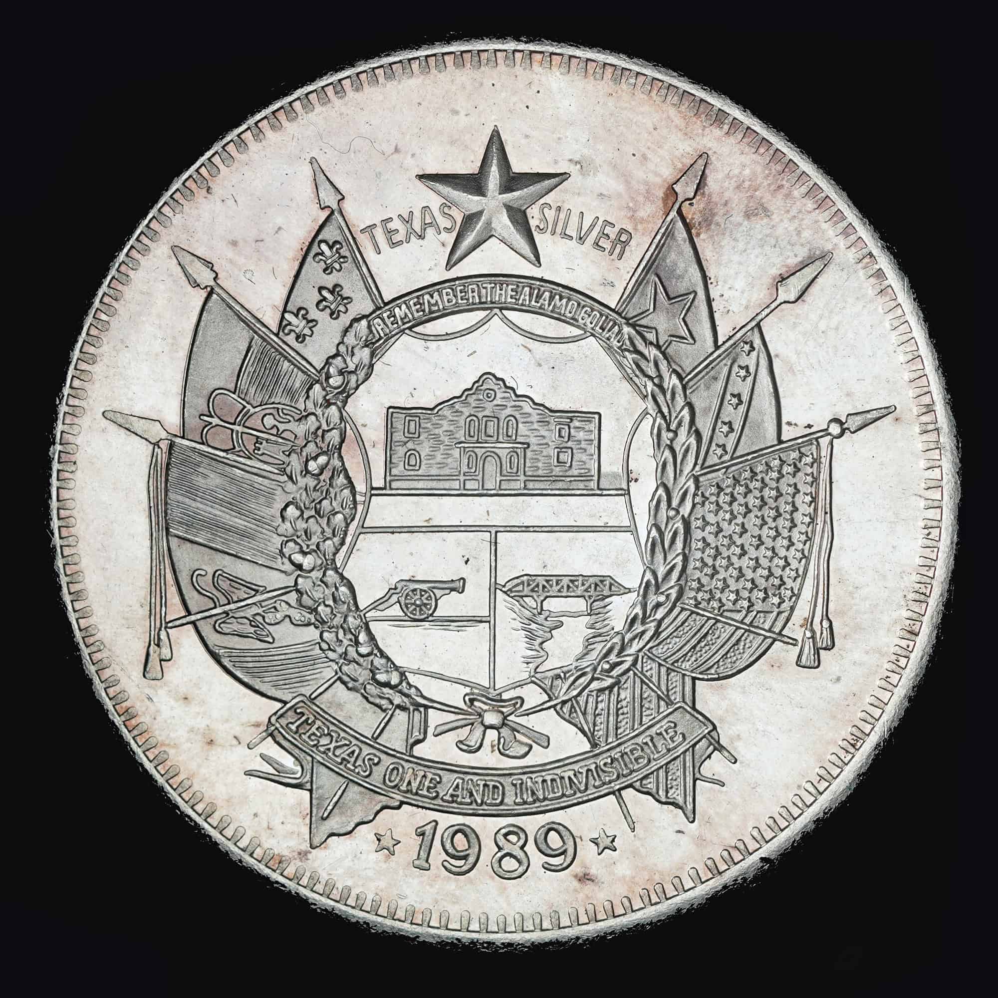 1989 State of Texas 1 oz Silver Round (No Mint Mark) obverse