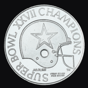1993 Dallas Cowboys Super Bowl XXVII Champions Silver Round reverse