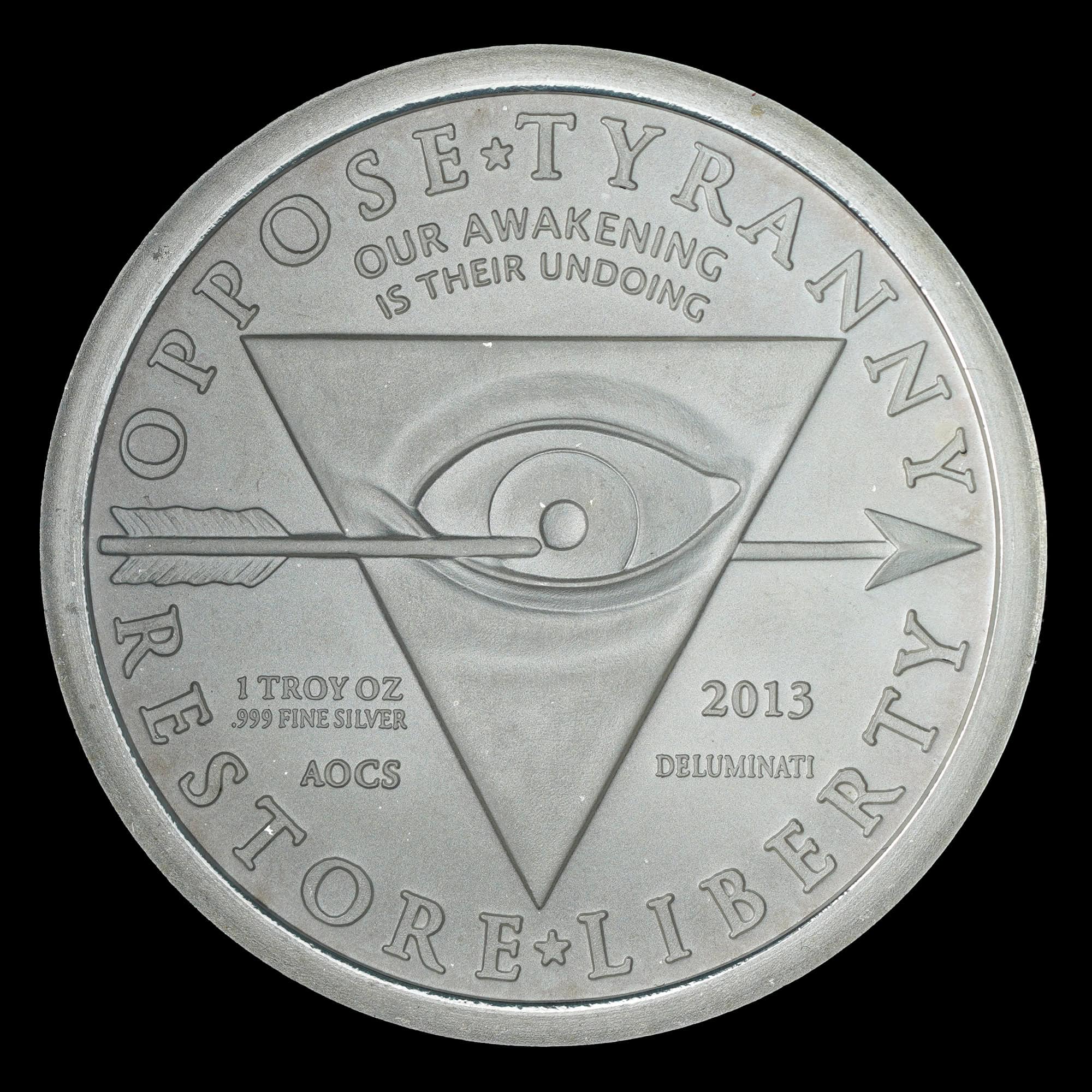 2013 Deluminati Paper Is Poverty Silver Round reverse