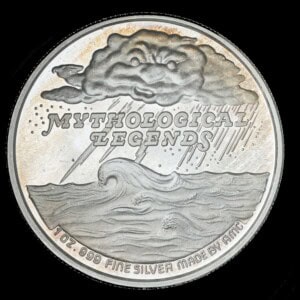 1987 Angel of the Gods AMC Mythological Legends Silver Round reverse