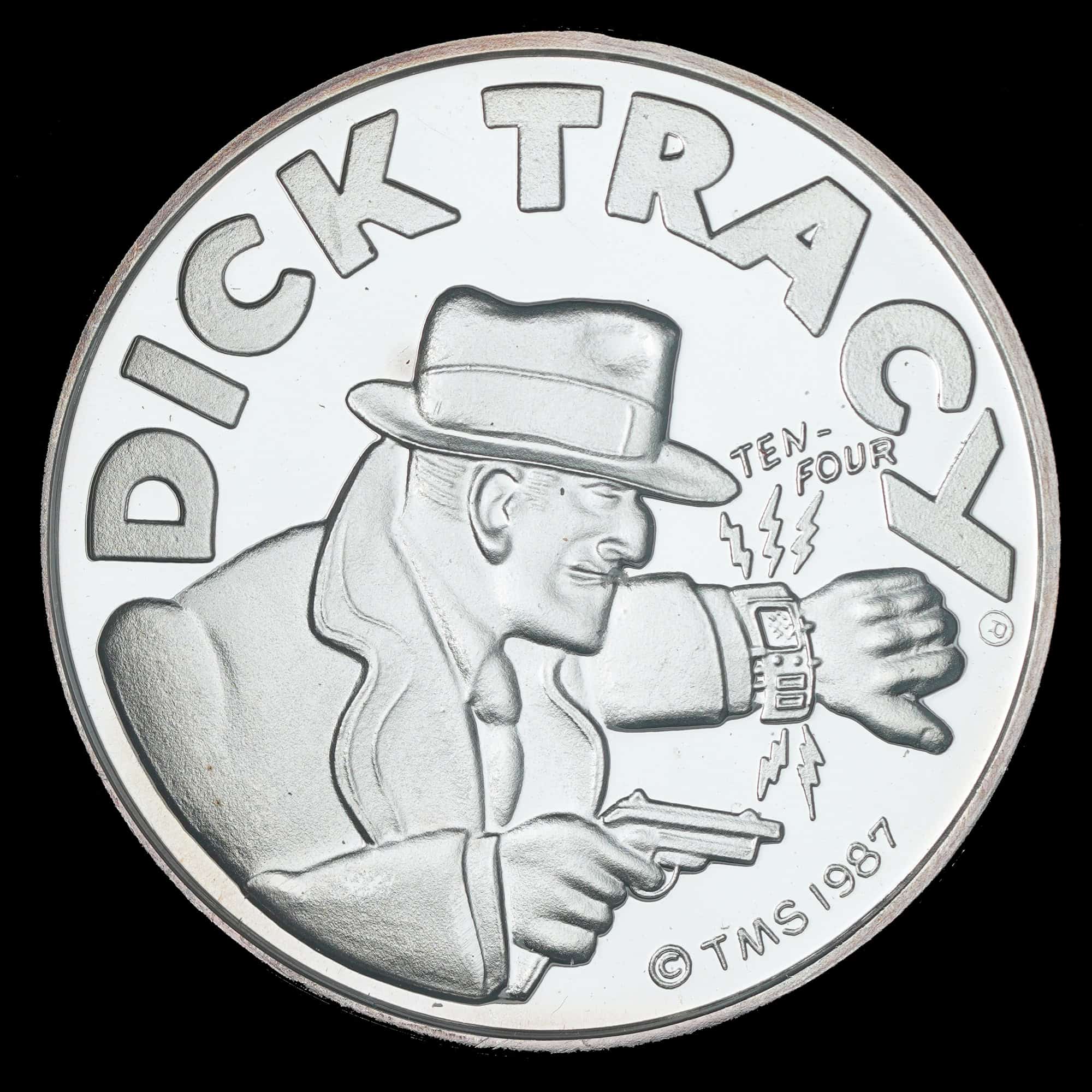 1987 Dick Tracy Wrist Radio AMC Silver Round