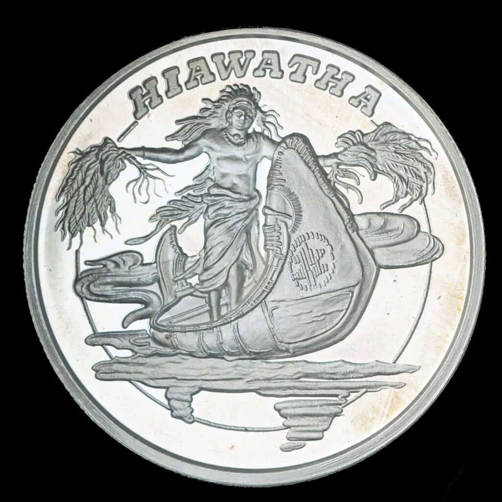 1987 Hiawatha AMC Mythological Legends Silver Round Obverse