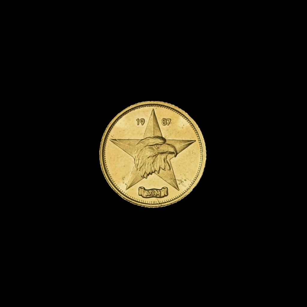 1987 Official Texas Bullion Gold 1/20 oz (ACM) Obverse