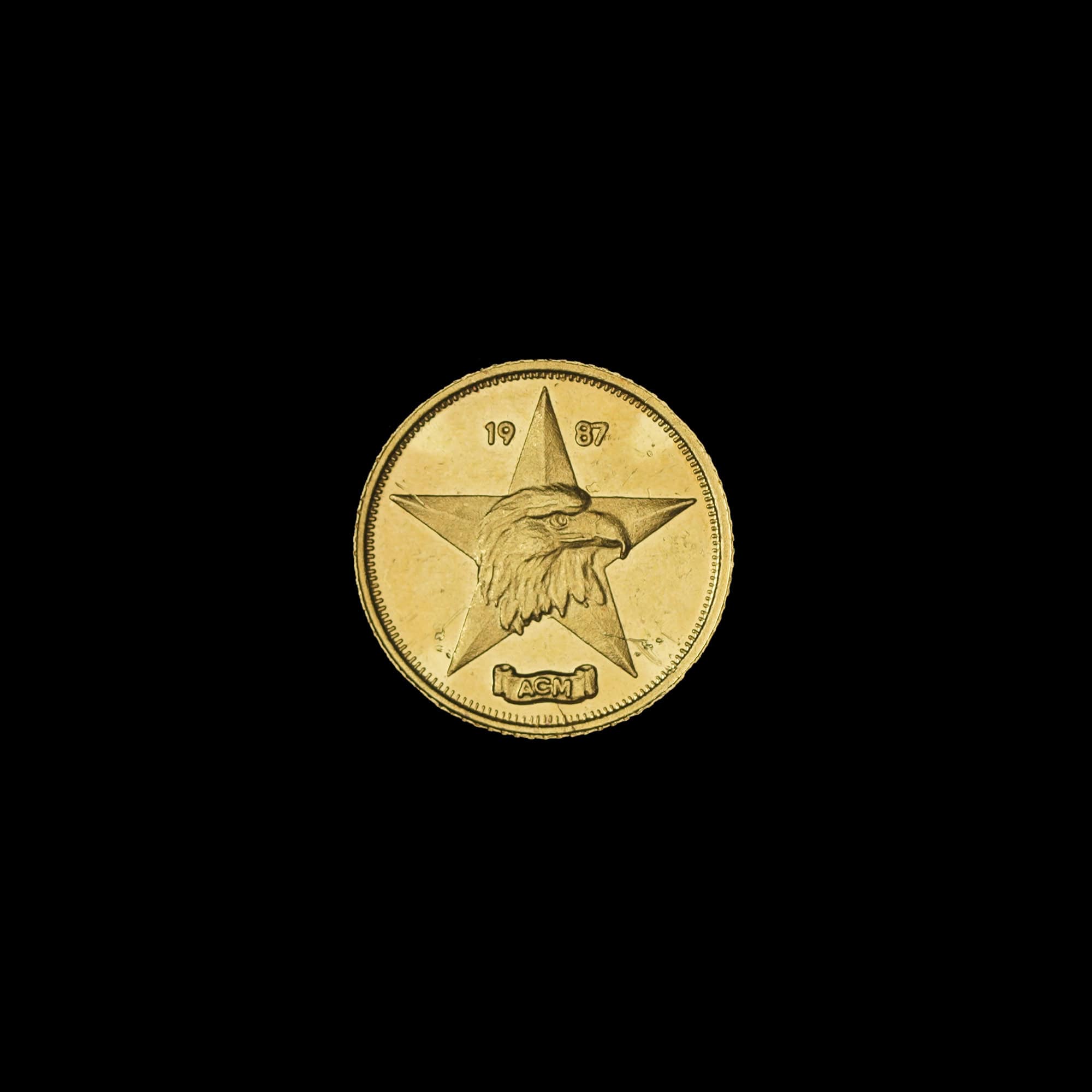 1987 Official Texas Bullion Gold 1/20 oz (ACM) obverse