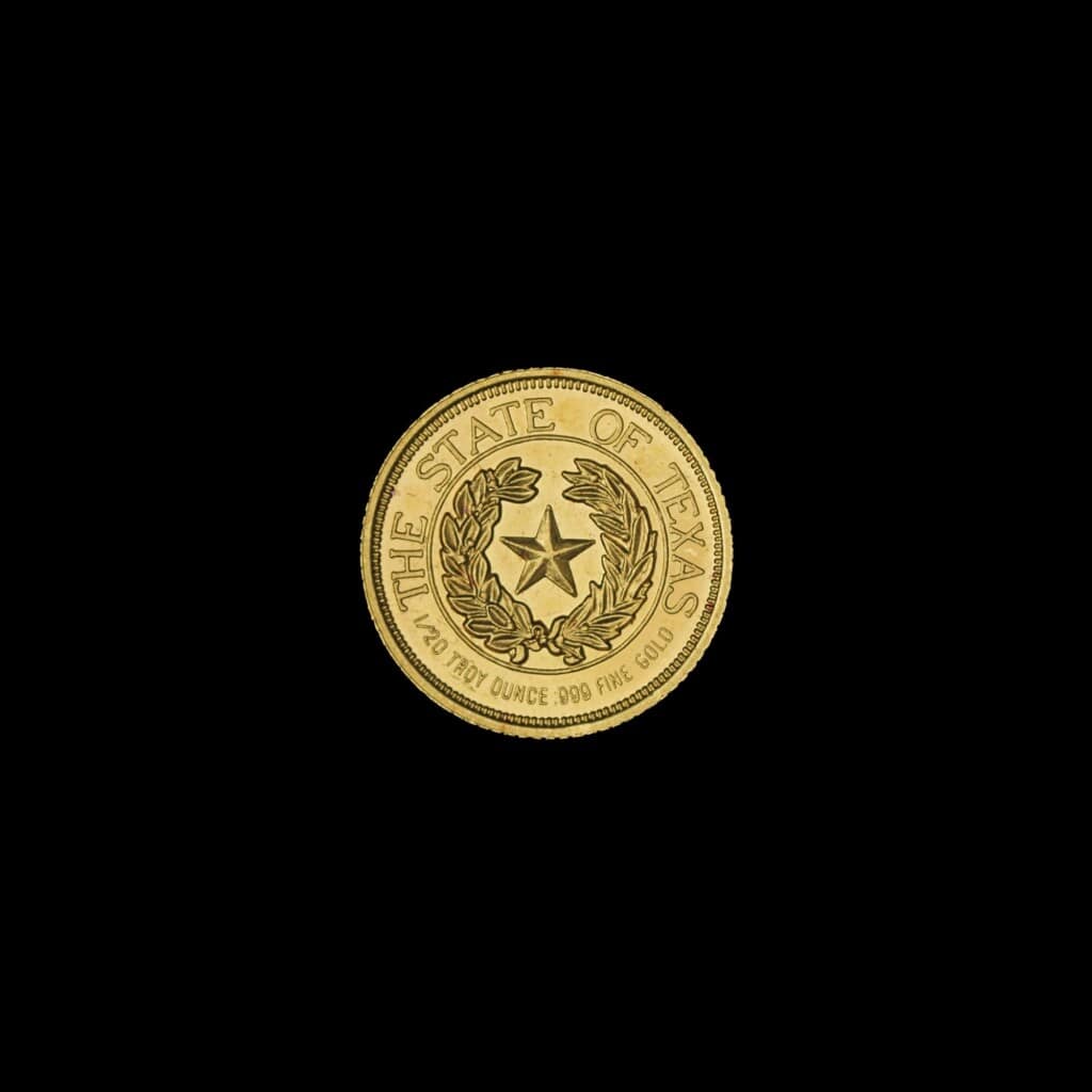1987 Official Texas Bullion Gold 1/20 oz (ACM) Reverse