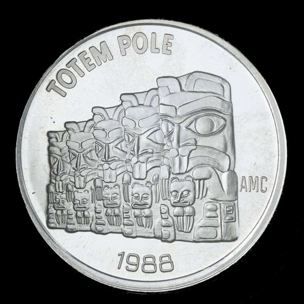 1988 Totem Pole AMC Silver Round Obverse